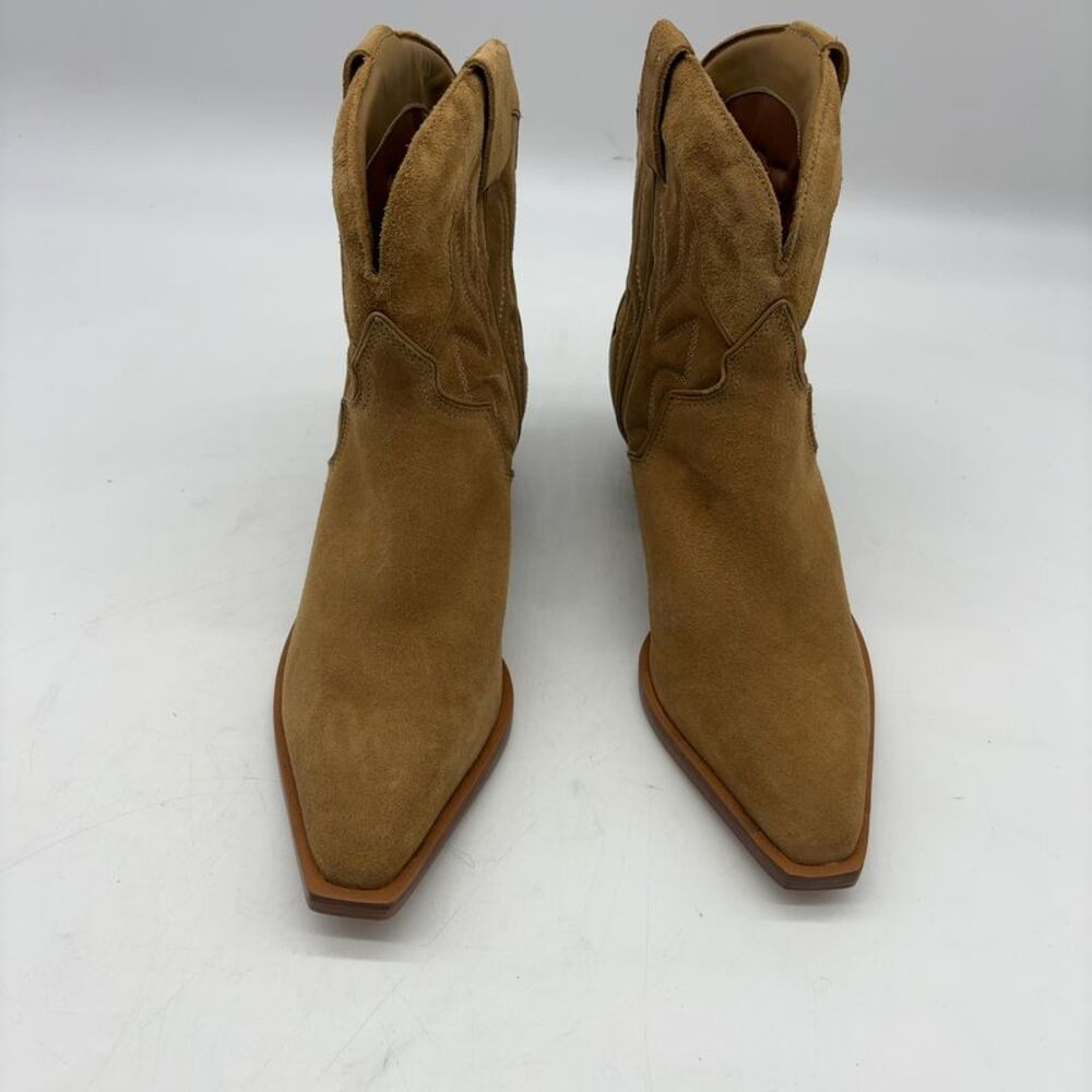 Reformation OTTO WESTERN PULL-ON BROWN SUEDE BOOTS US 8